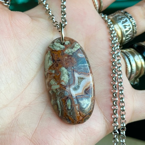 Double layer necklace lava rock red leopard jasper - Picture 6 of 11
